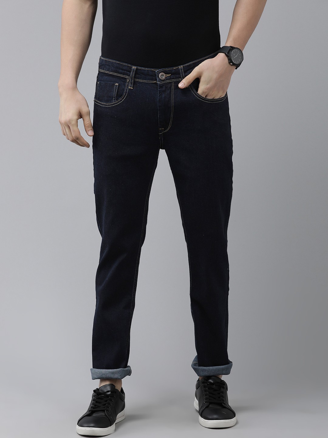 

BEAT LONDON by PEPE JEANS Men Blue Tapered Vapour Slim Fit Low-Rise Stretchable Jeans