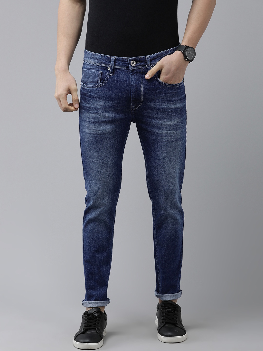 

BEAT LONDON by PEPE JEANS Men Blue Chinox Regular Fit Light Fade Stretchable Jeans