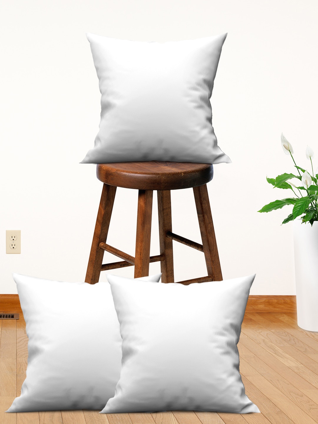 

Athom Trendz Set of 3 White Solid Cushions