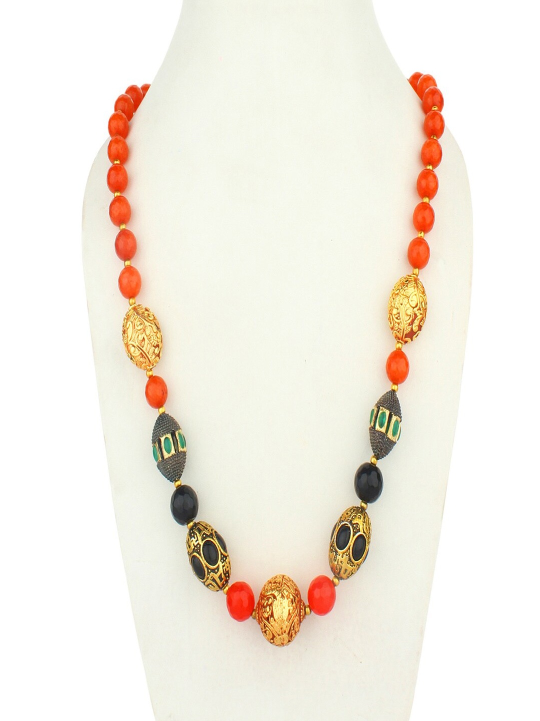 

Runjhun Gold-Toned & Orange Brass Gold-Plated Necklace