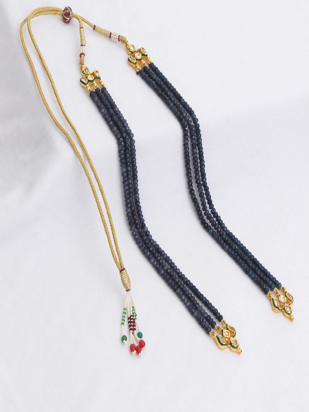 

Runjhun Navy Blue & Gold-Toned Brass Gold-Plated Necklace