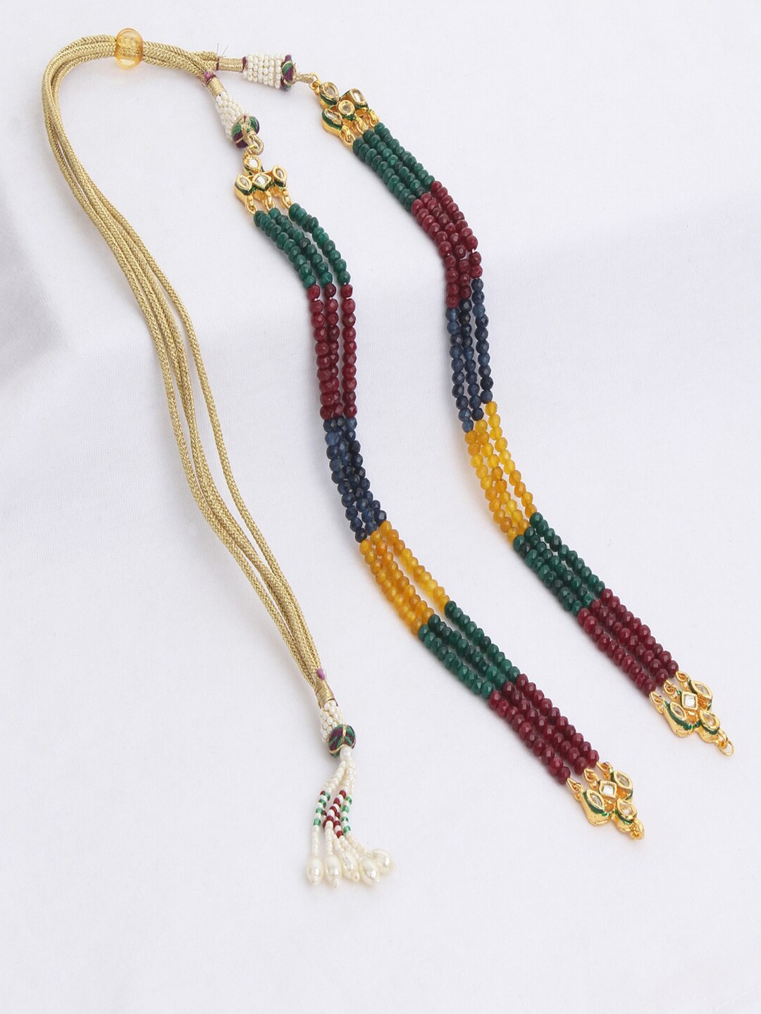 

Runjhun Gold-Toned & Maroon Brass Gold-Plated Necklace