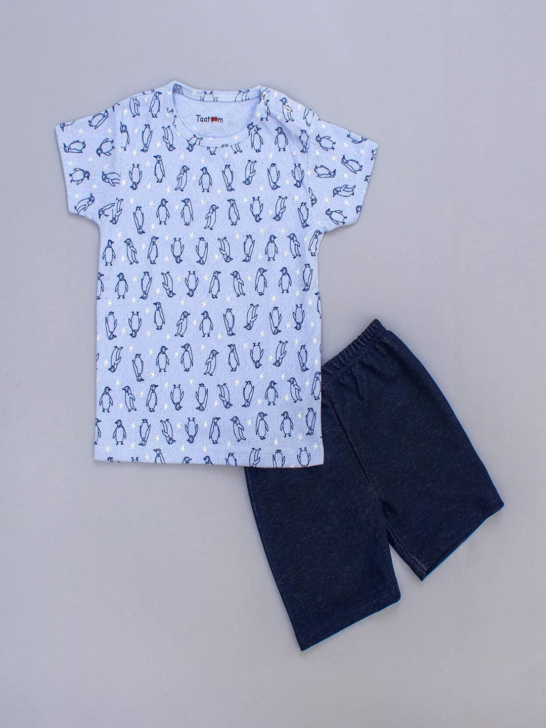 

Taatoom Boys Blue & White Printed Night suit