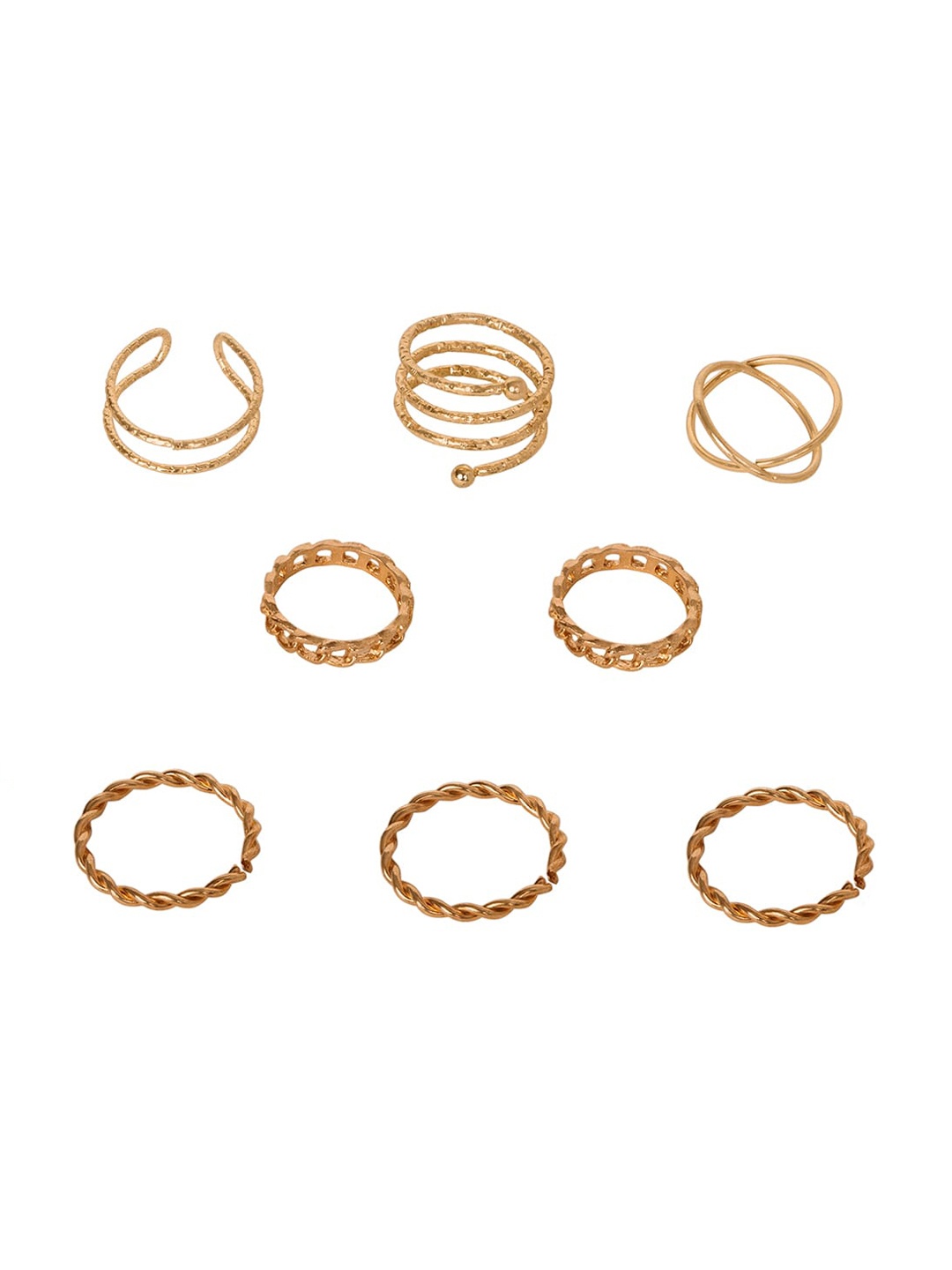 

FabAlley Set Of 8 Gold-Plated Finger Ring