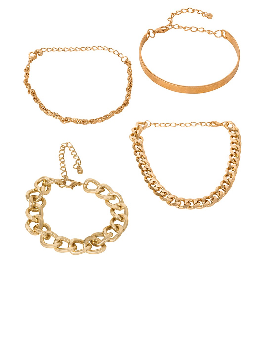 

FabAlley Women Set Of 4 Gold-Plated Link Bracelet