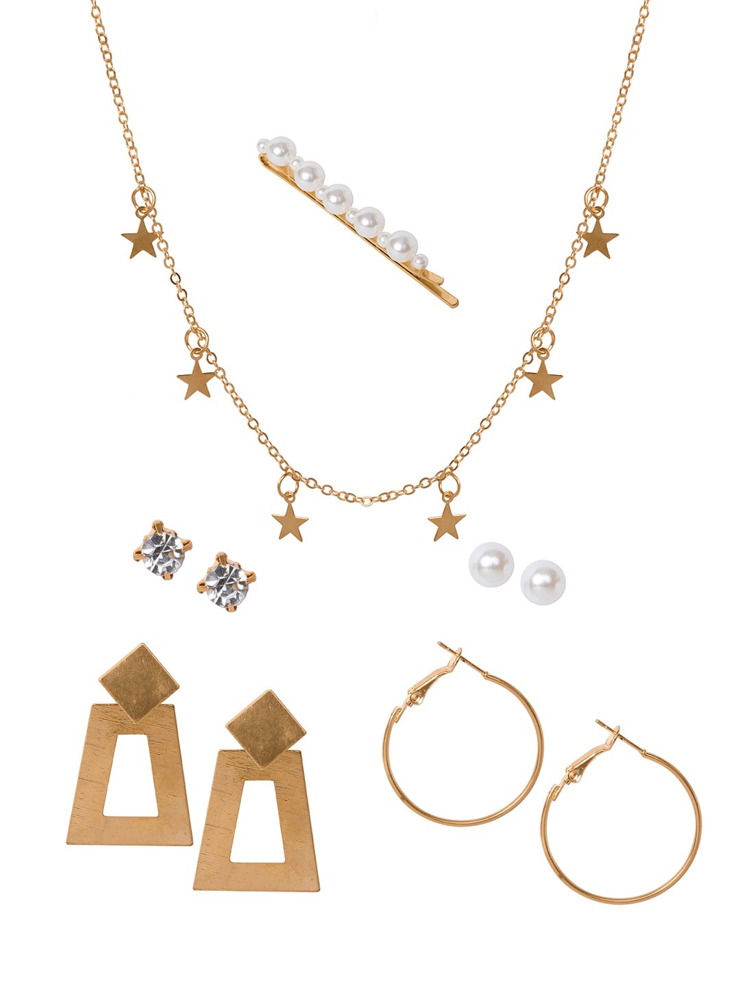 

FabAlley Gold-Plated White Pearl Studded Jewellery Set