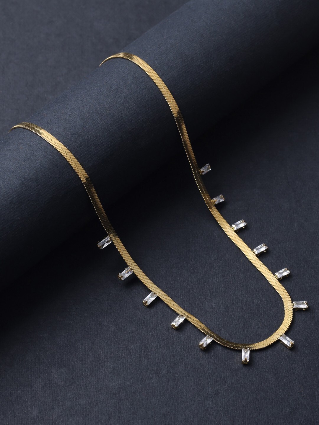 

anore 18K Gold-Plated Zirconia Studded Necklace