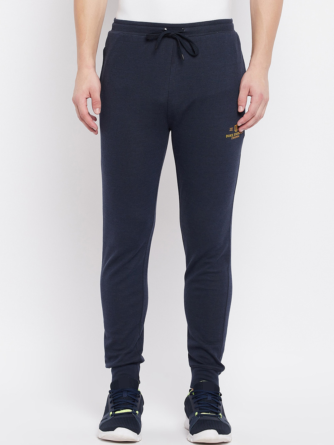 

Duke Men Navy Blue Solid Slim Fit Cotton Joggers