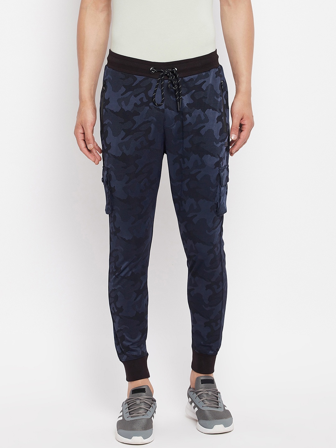 

Duke Men Navy-Blue Camouflage Printed Cotton Slim-Fit Joggers