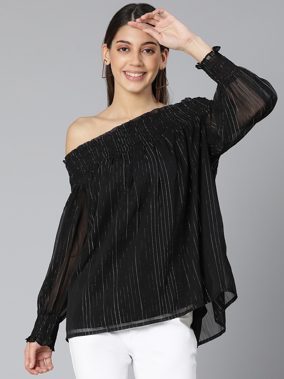 

Oxolloxo Black Off-Shoulder Bardot Top