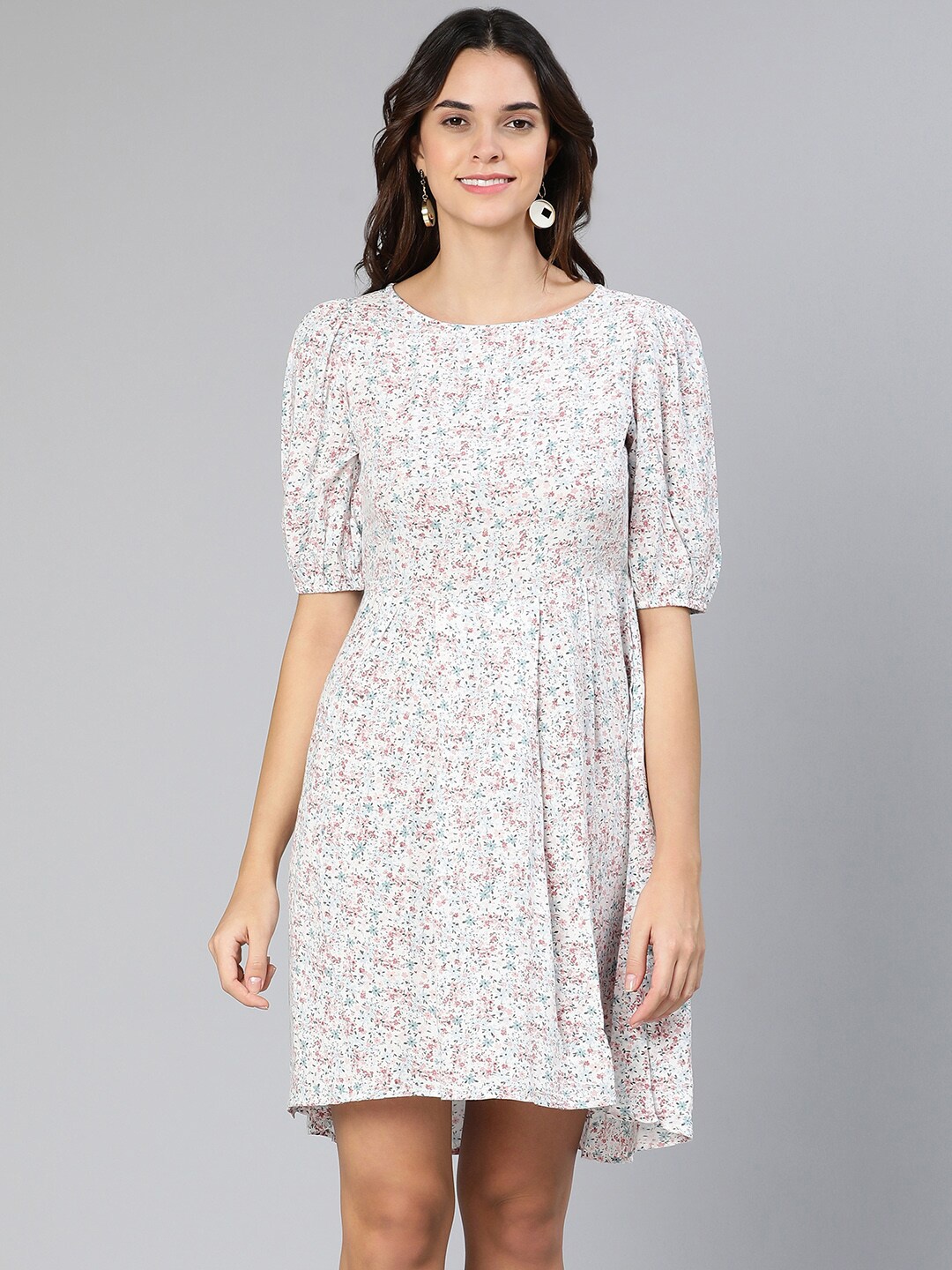 

Oxolloxo Grey Floral Crepe Dress