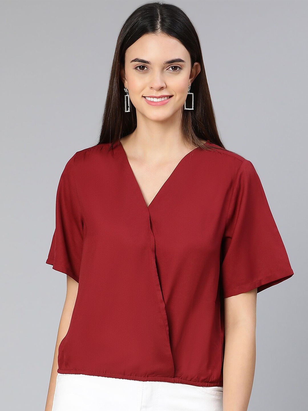 

Oxolloxo Maroon Wrap Top
