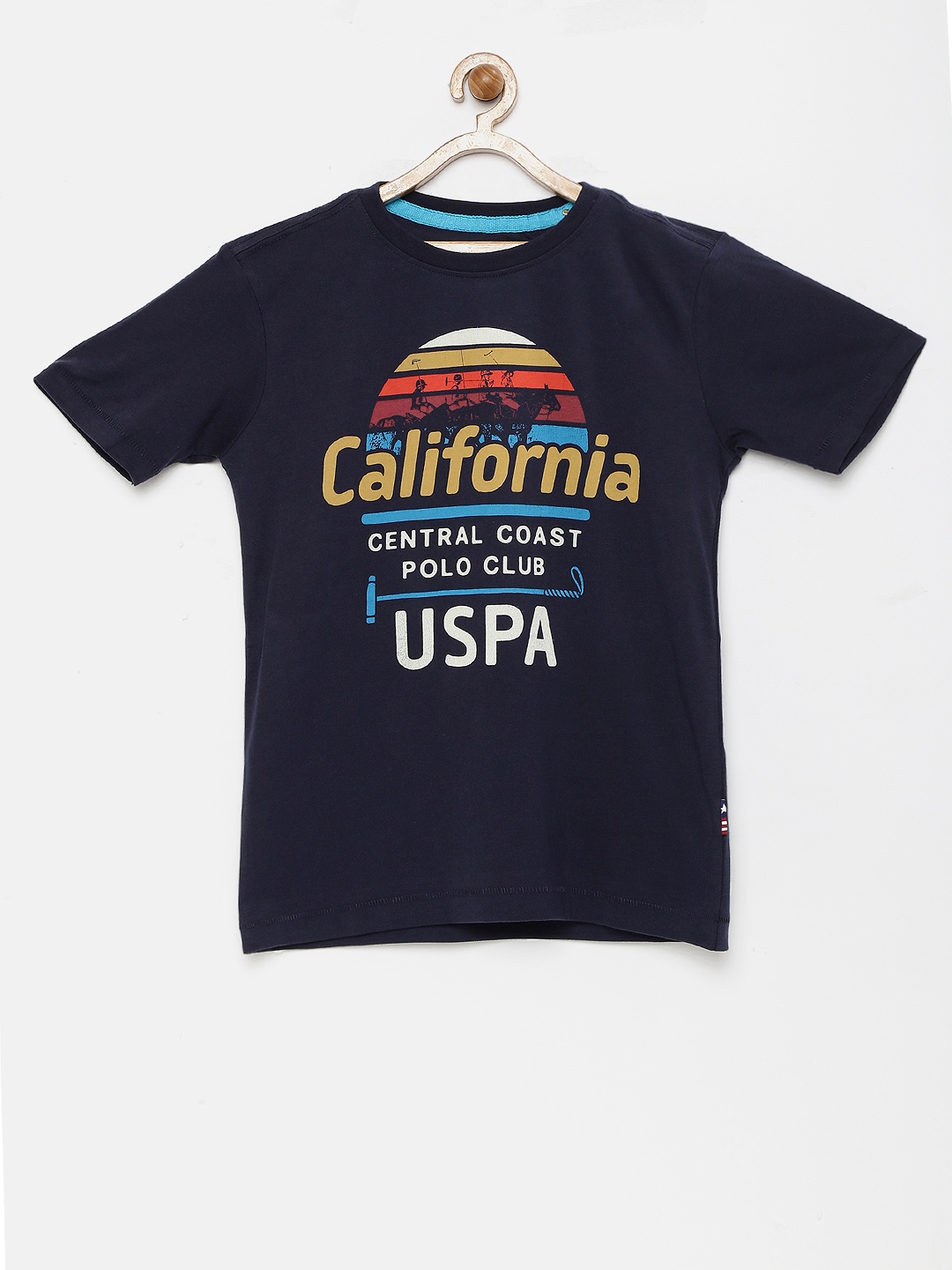 

U.S. Polo Assn. Kids Boys Navy Blue Printed Round Neck T-shirt