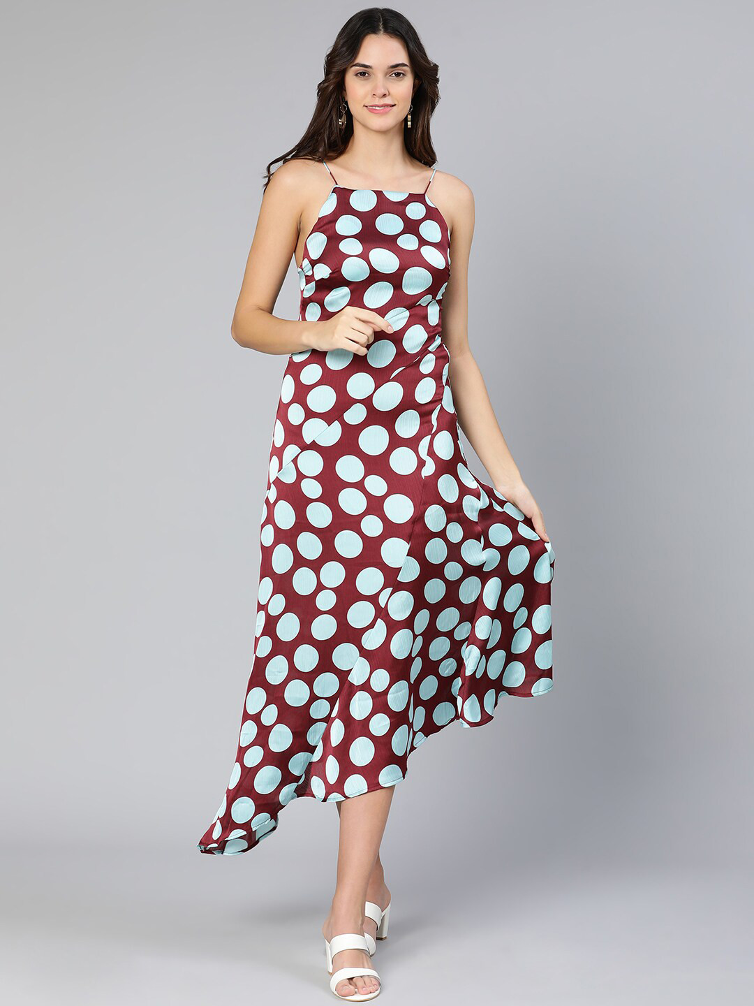 

Oxolloxo Purple Satin A-Line Midi Dress