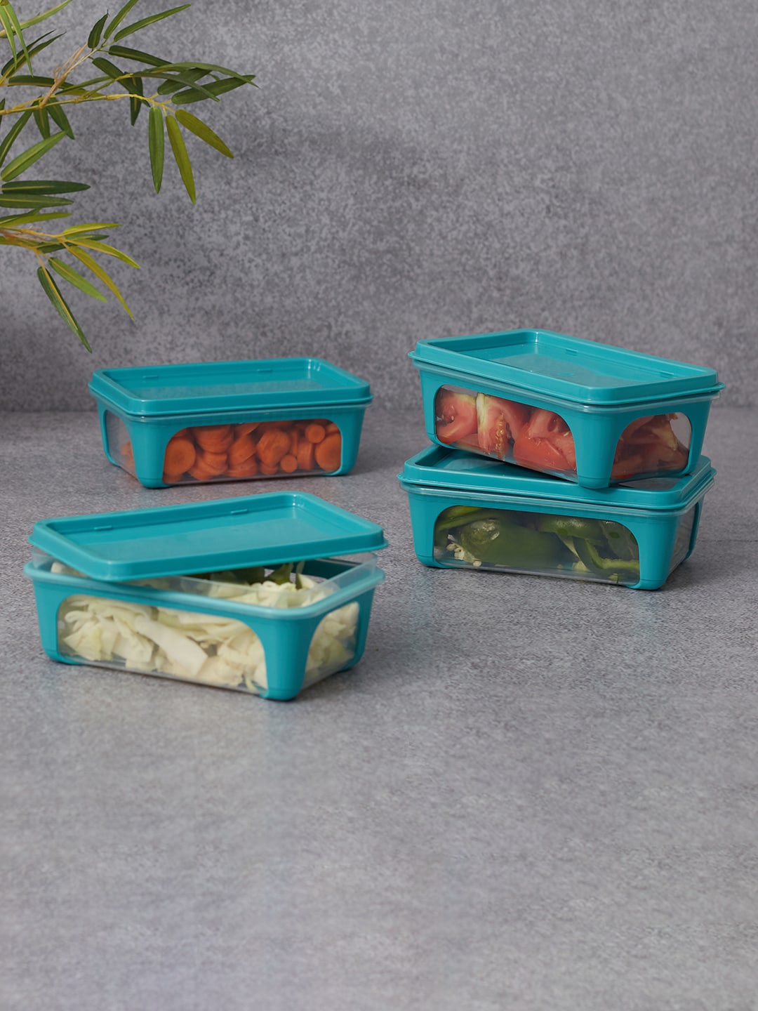

HomeTown Set Of 4 Teal Blue Solid Rectangular Kitchen Storage