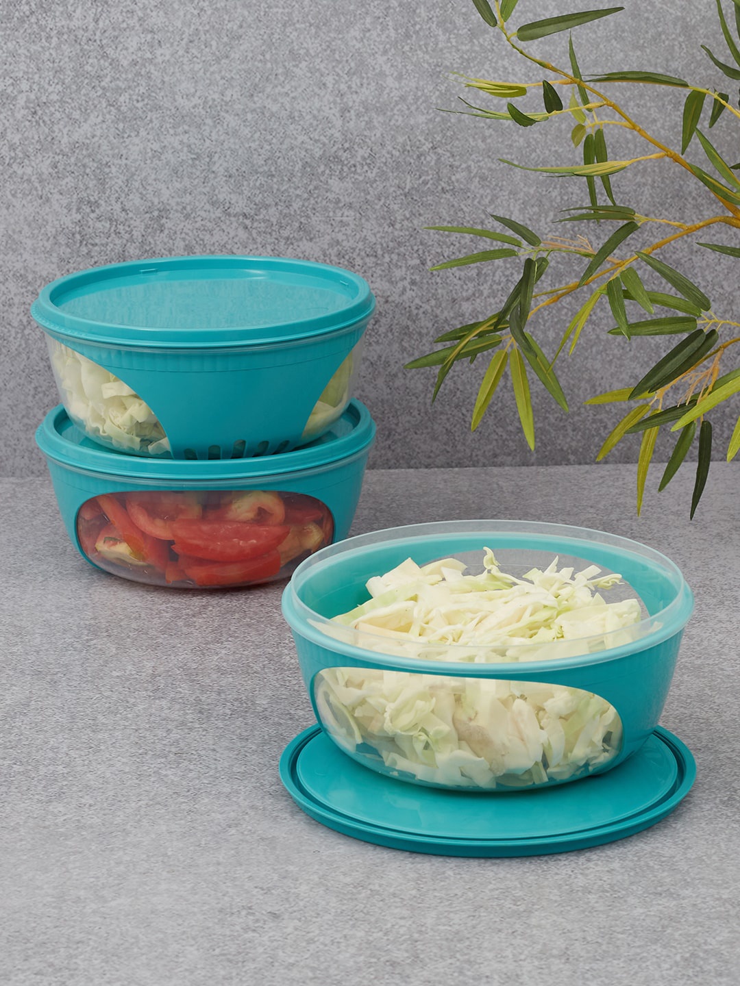 

HomeTown Set Of 3 Teal Blue Textured 1150ML Kitchen Storage