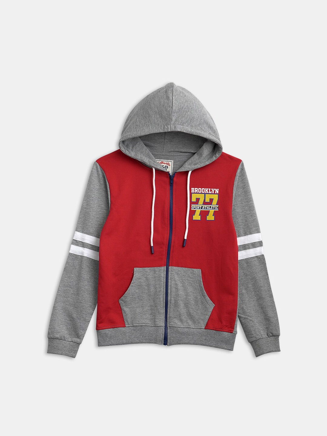

R&B Boys Red Colourblocked Open Front Jacket with Patchwork