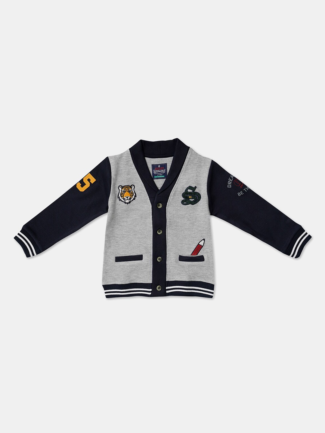 

R&B Boys Grey Bomber with Patchwork Jacket
