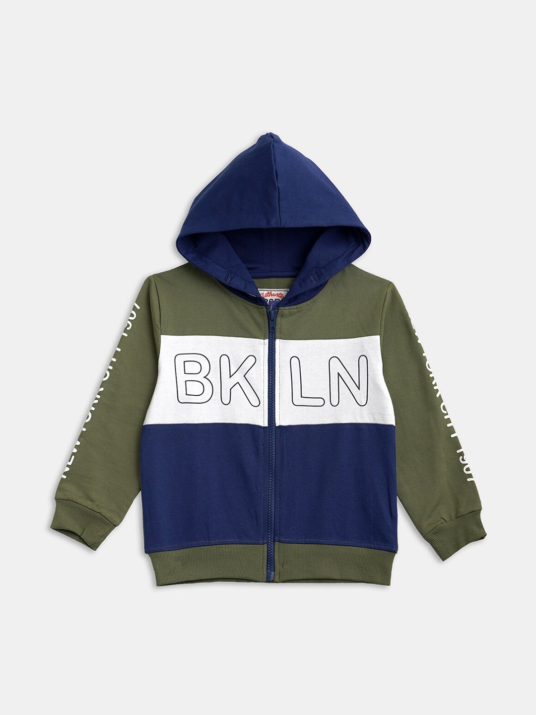 

R&B Boys Olive Green Colourblocked Crop Bomber with Embroidered Jacket
