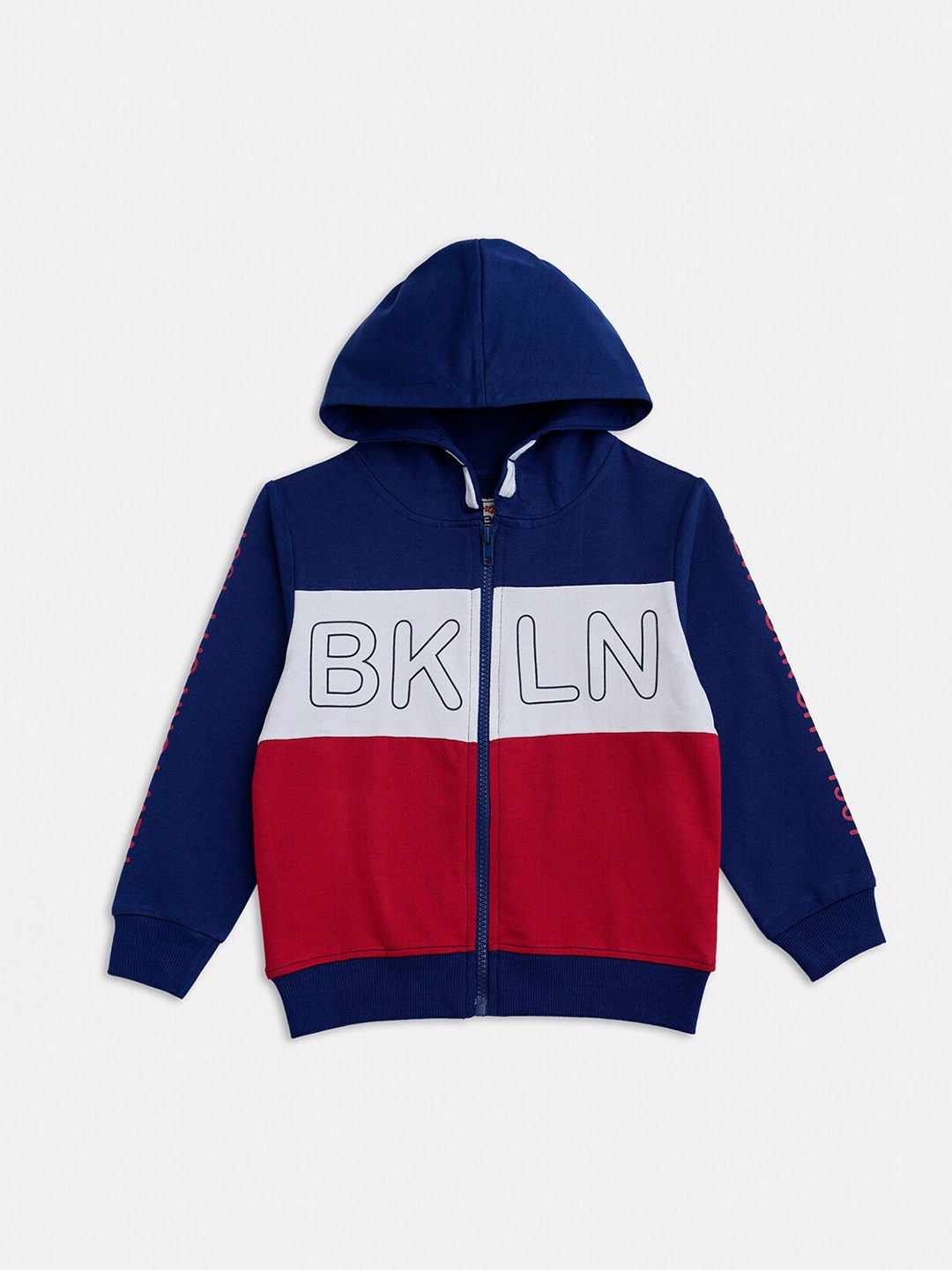 

R&B Boys Red Colourblocked Padded Jacket with Embroidered