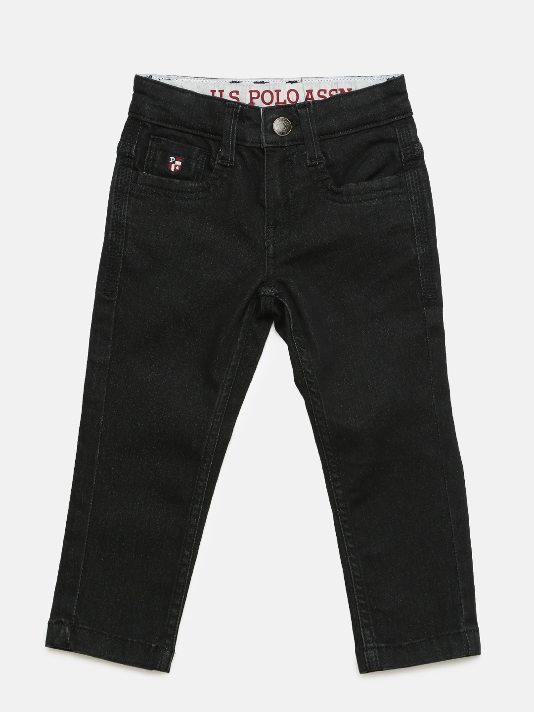 

U.S. Polo Assn. Kids Boys Black Regular Fit Mid-Rise Clean Look Jeans