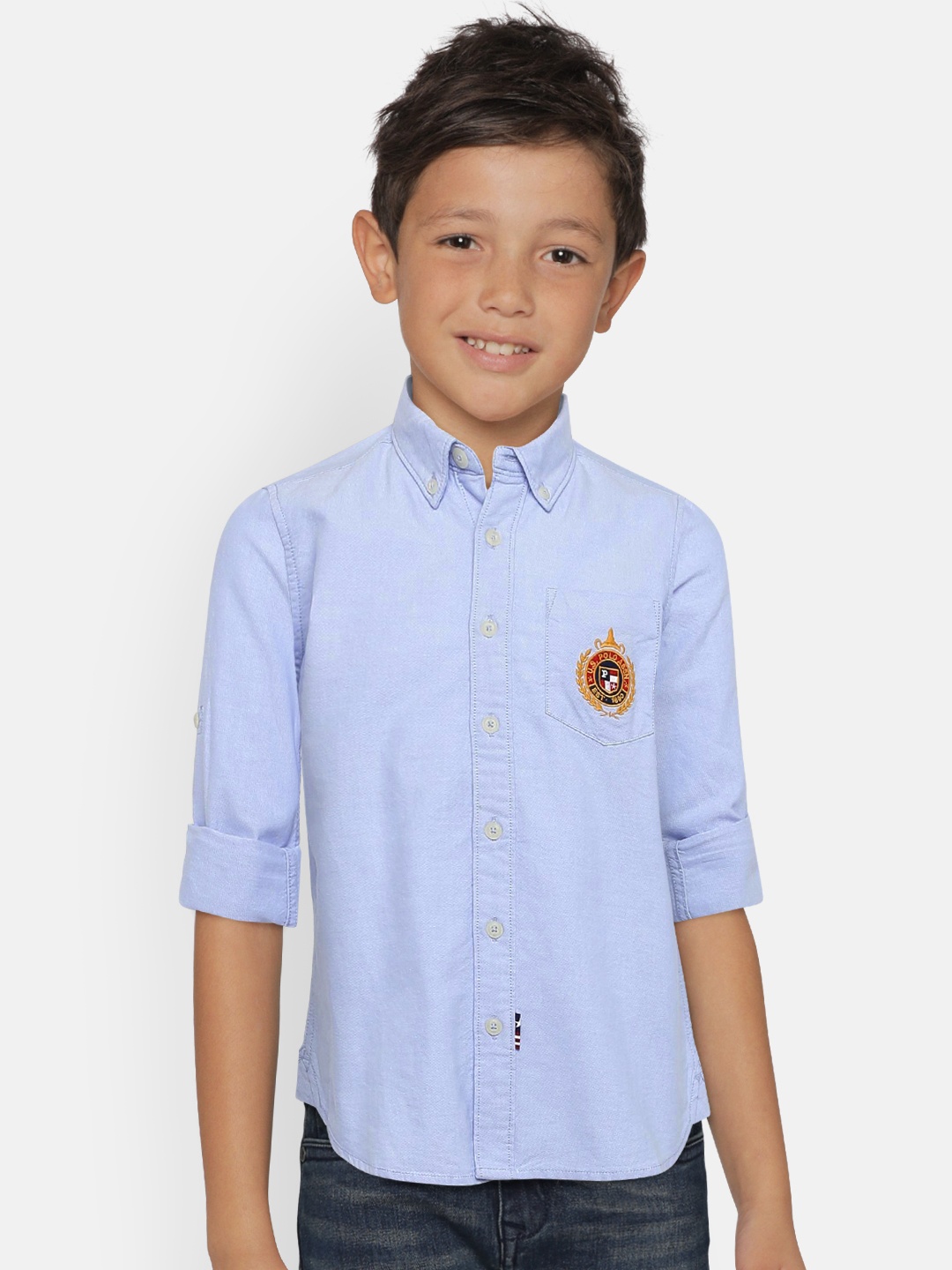 

U.S. Polo Assn. Kids Boys Blue Regular Fit Solid Casual Shirt