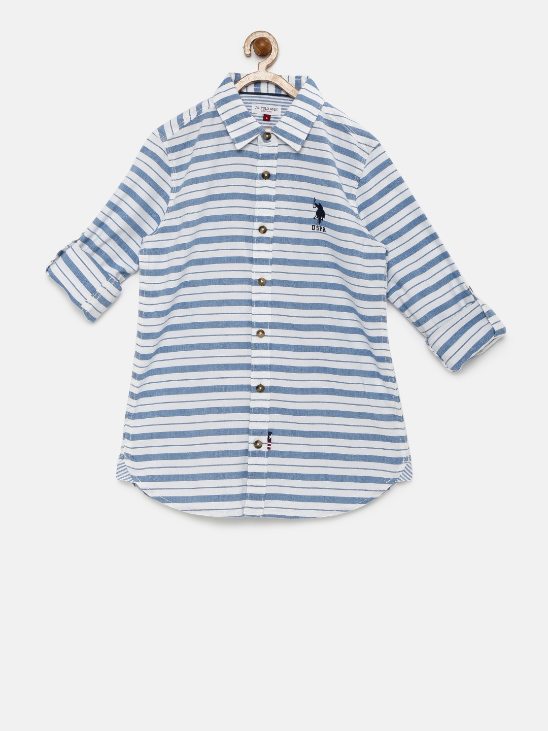

U.S. Polo Assn. Kids Boys Blue & White Striped Casual Shirt