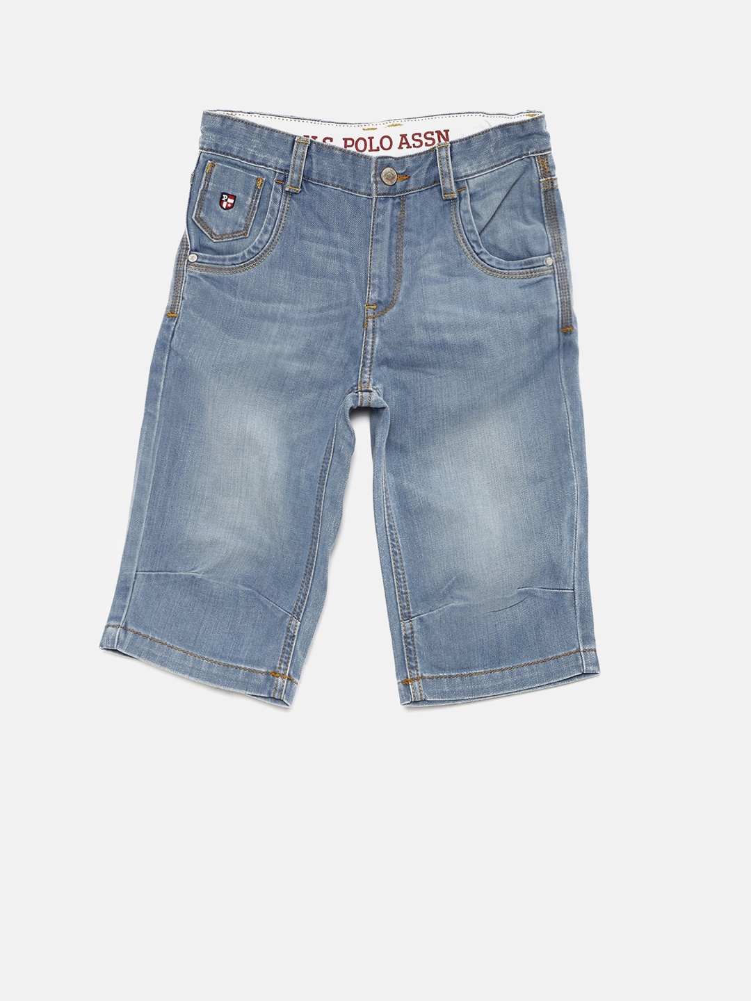 

U.S. Polo Assn. Kids Boys Blue Washed Regular Fit Denim Shorts