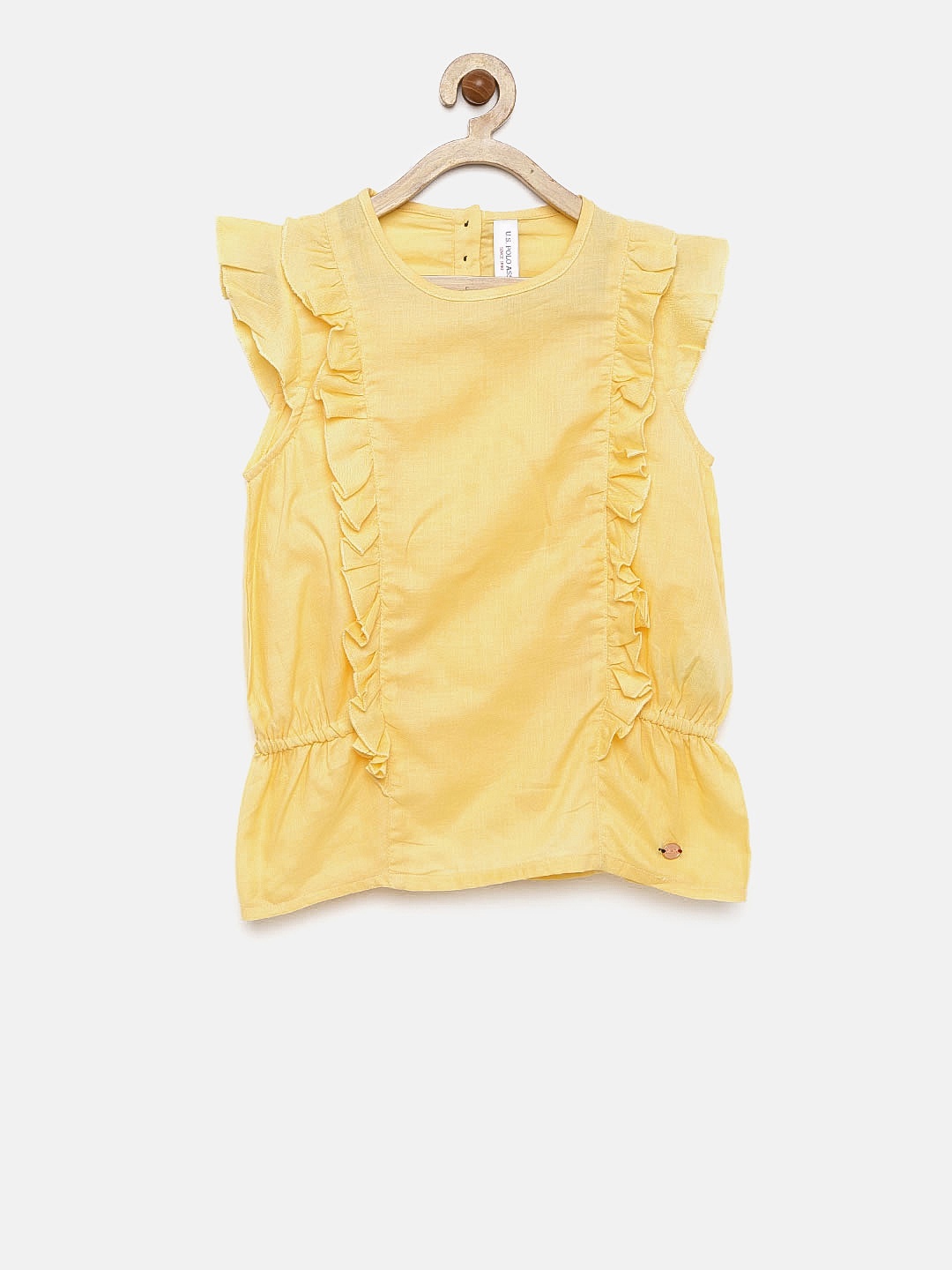 

U.S. Polo Assn. Kids Girls Yellow Solid Pure Cotton Top