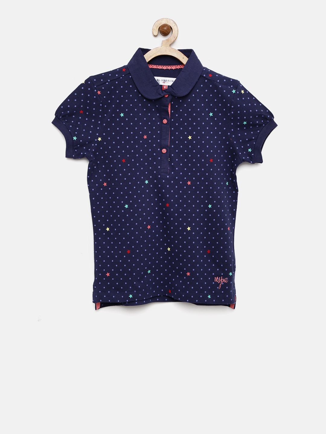 

U.S. Polo Assn. Kids Girls Blue Printed Polo T-shirt