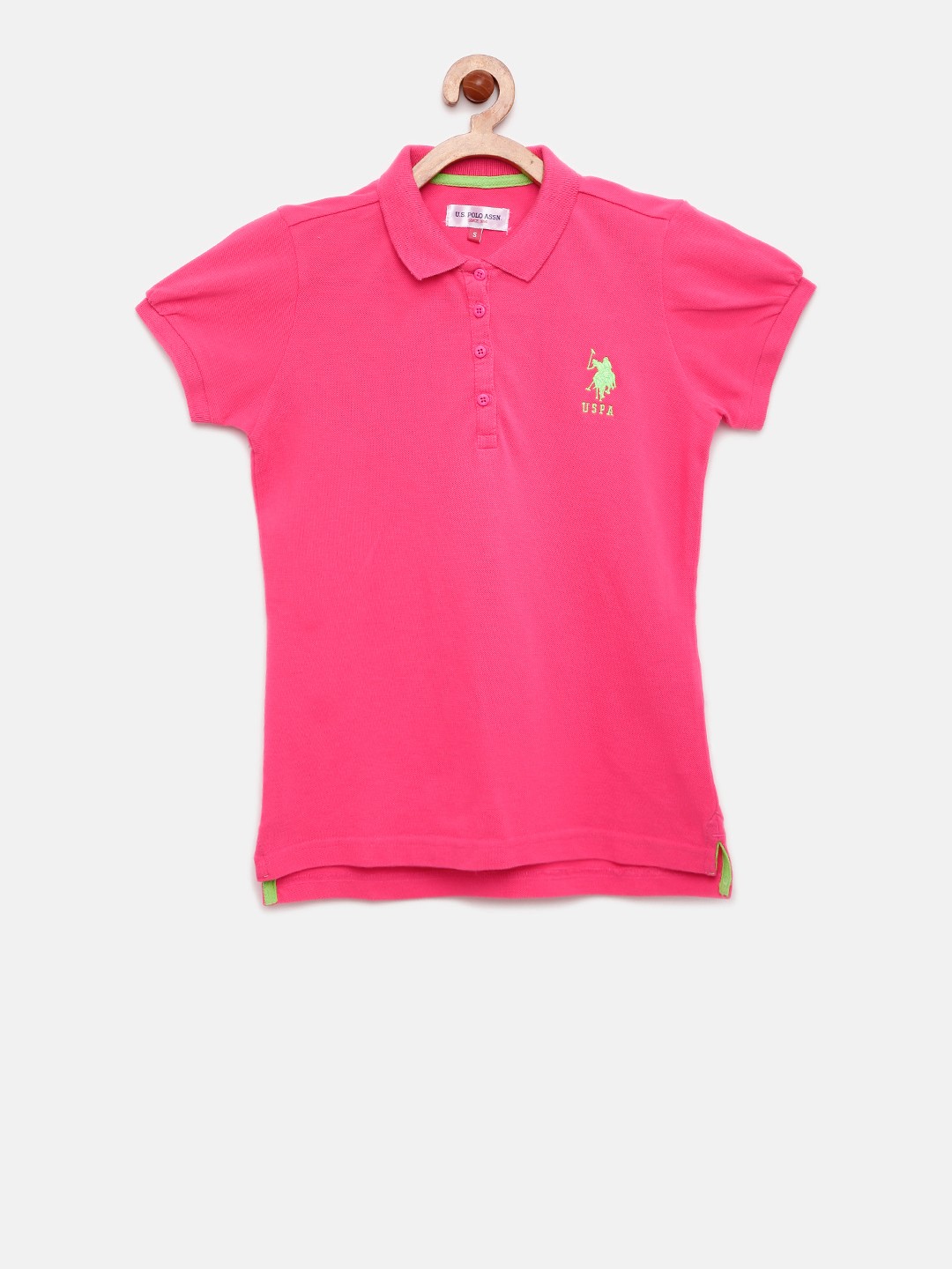 

U.S. Polo Assn. Kids Girls Pink Polo Pure Cotton T-shirt