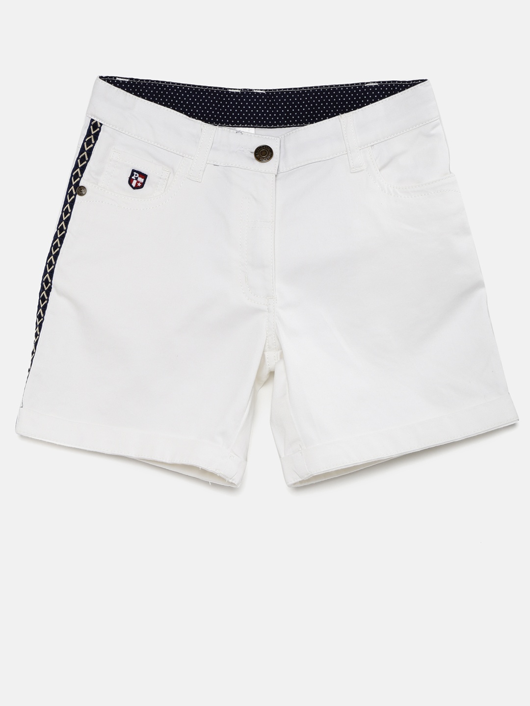 

U.S. Polo Assn. Kids Girls White Solid Regular Fit Chino Shorts