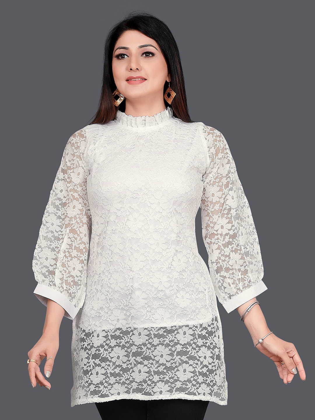 

Ayukti White High Neck Tunic