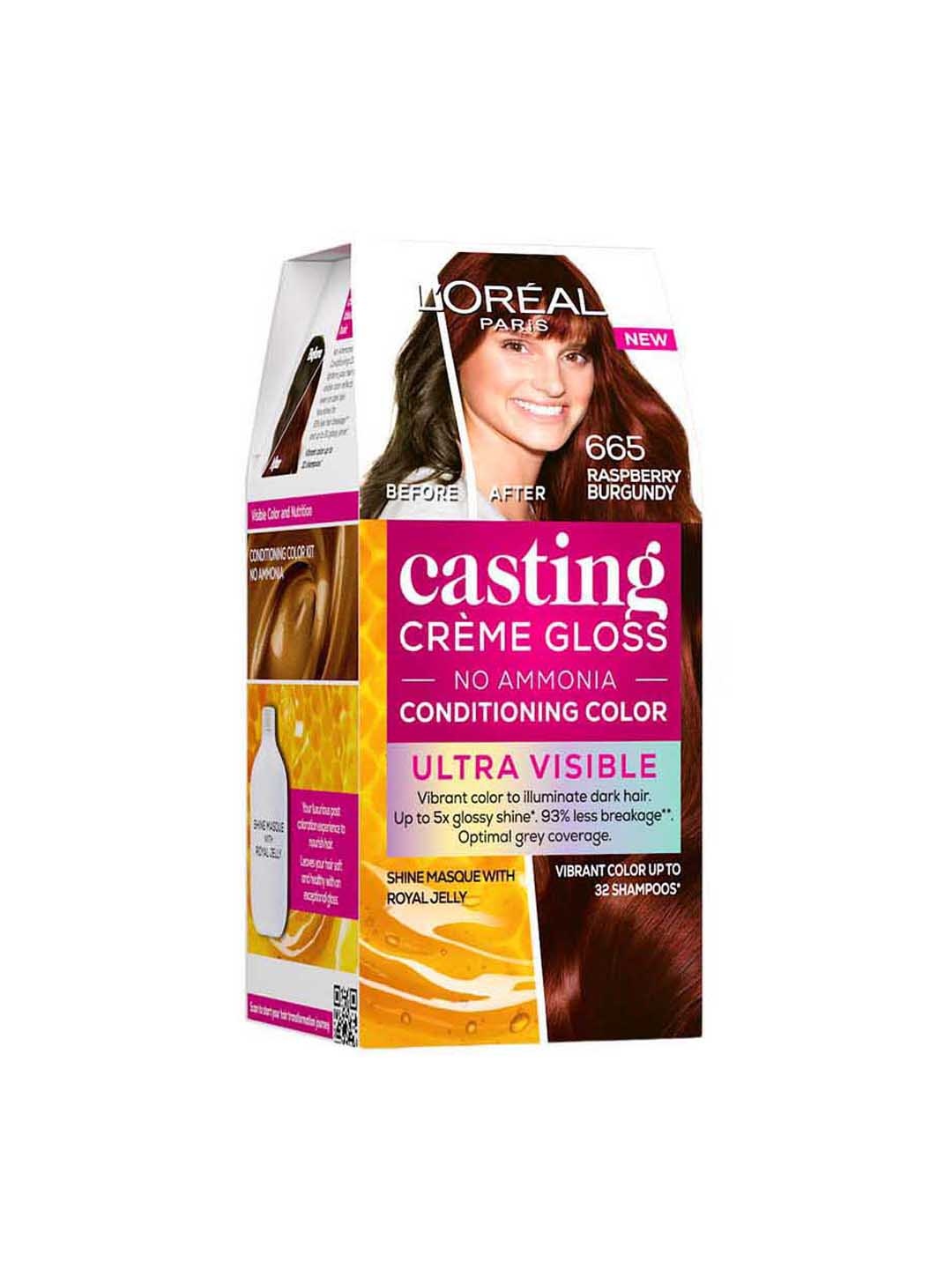 

LOreal Paris Casting Creme Gloss Hair Color, Raspberry Burgundy 665, 87.5g+72ml