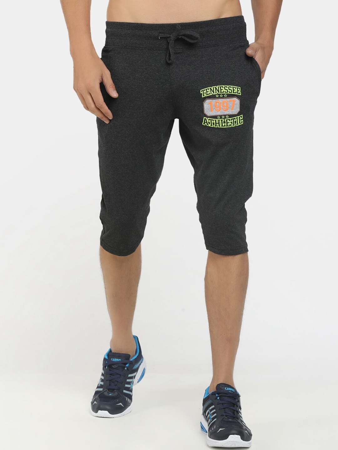 

V-Mart Men Grey Melange Sports Shorts