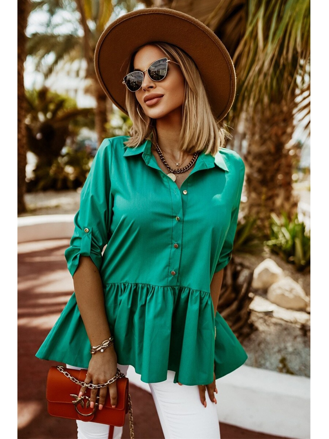 

BoStreet Green Shirt Style Top
