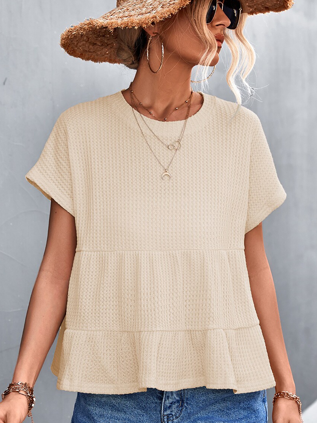 

BoStreet Beige Extended Sleeves Top
