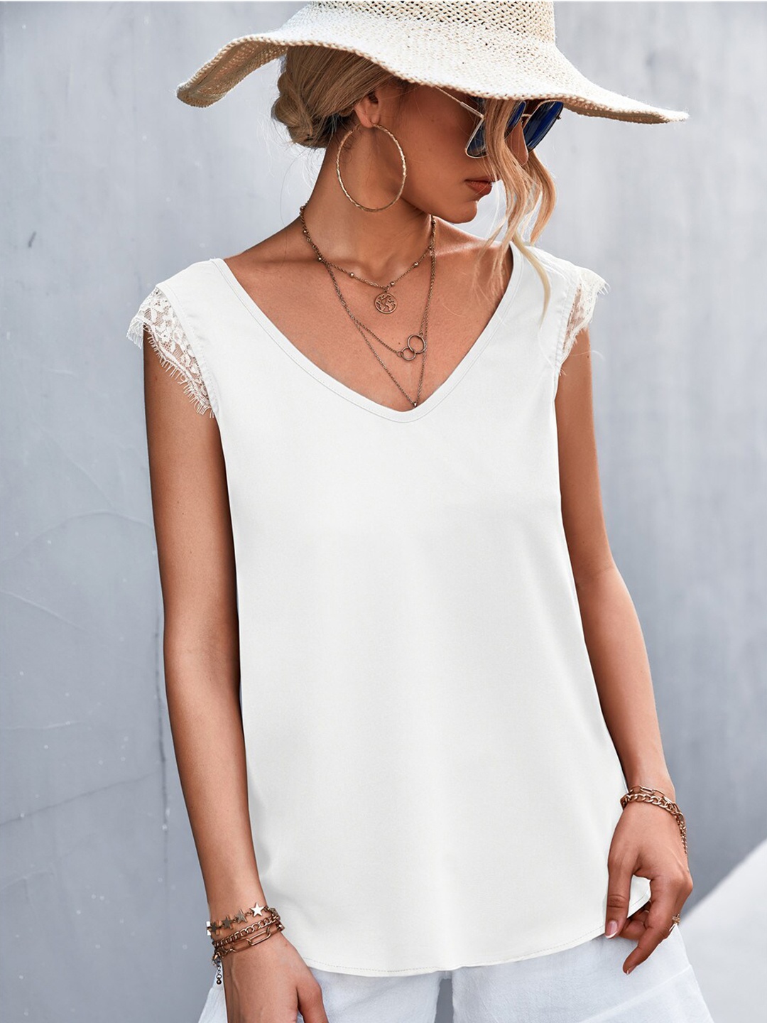 

BoStreet White Styled Back Top