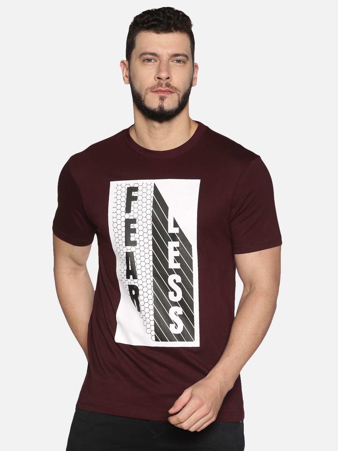UrGear Men Maroon Printed T-shirt