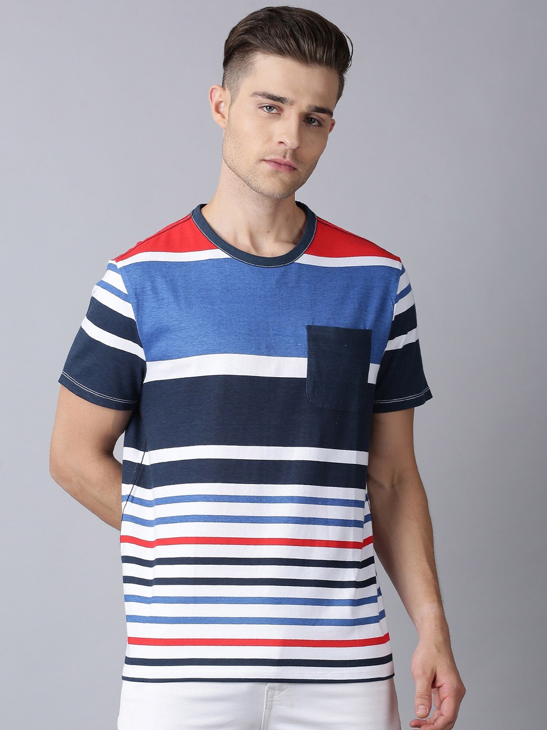 

UrGear Men Multicoloured Striped T-shirt, Multi