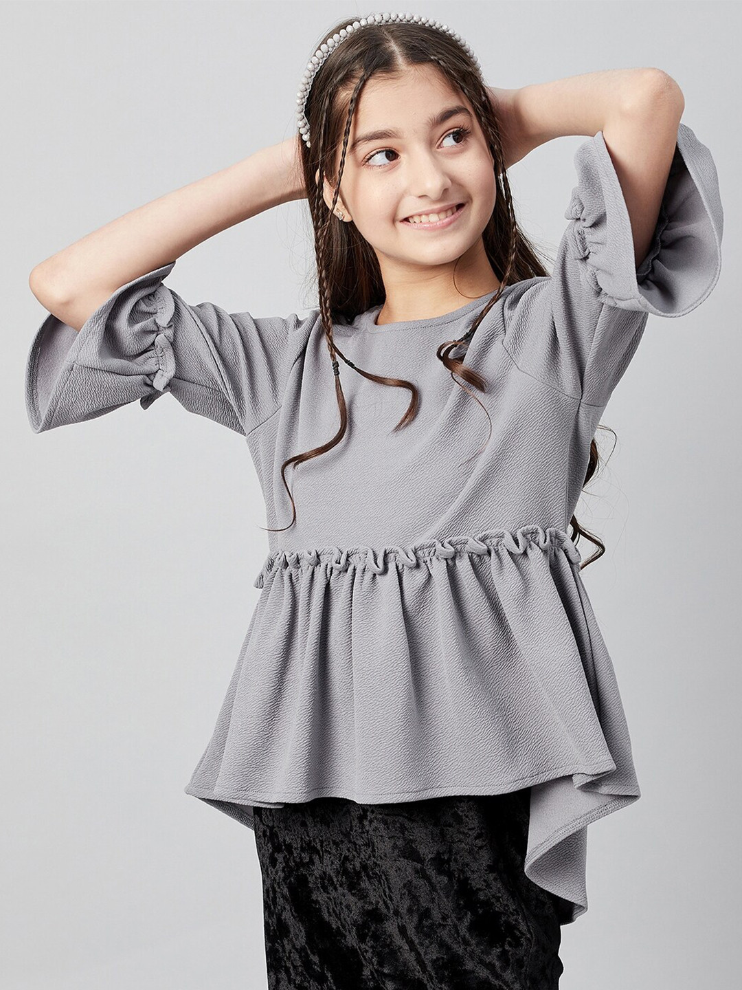 

Athena Girl Grey Ruffles Top