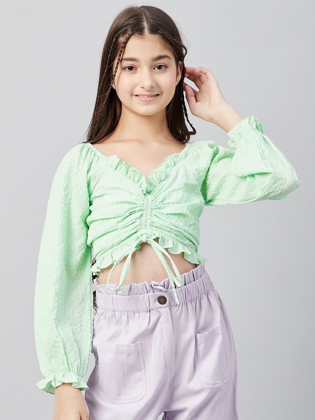 

Athena Girl Green Print Crop Top