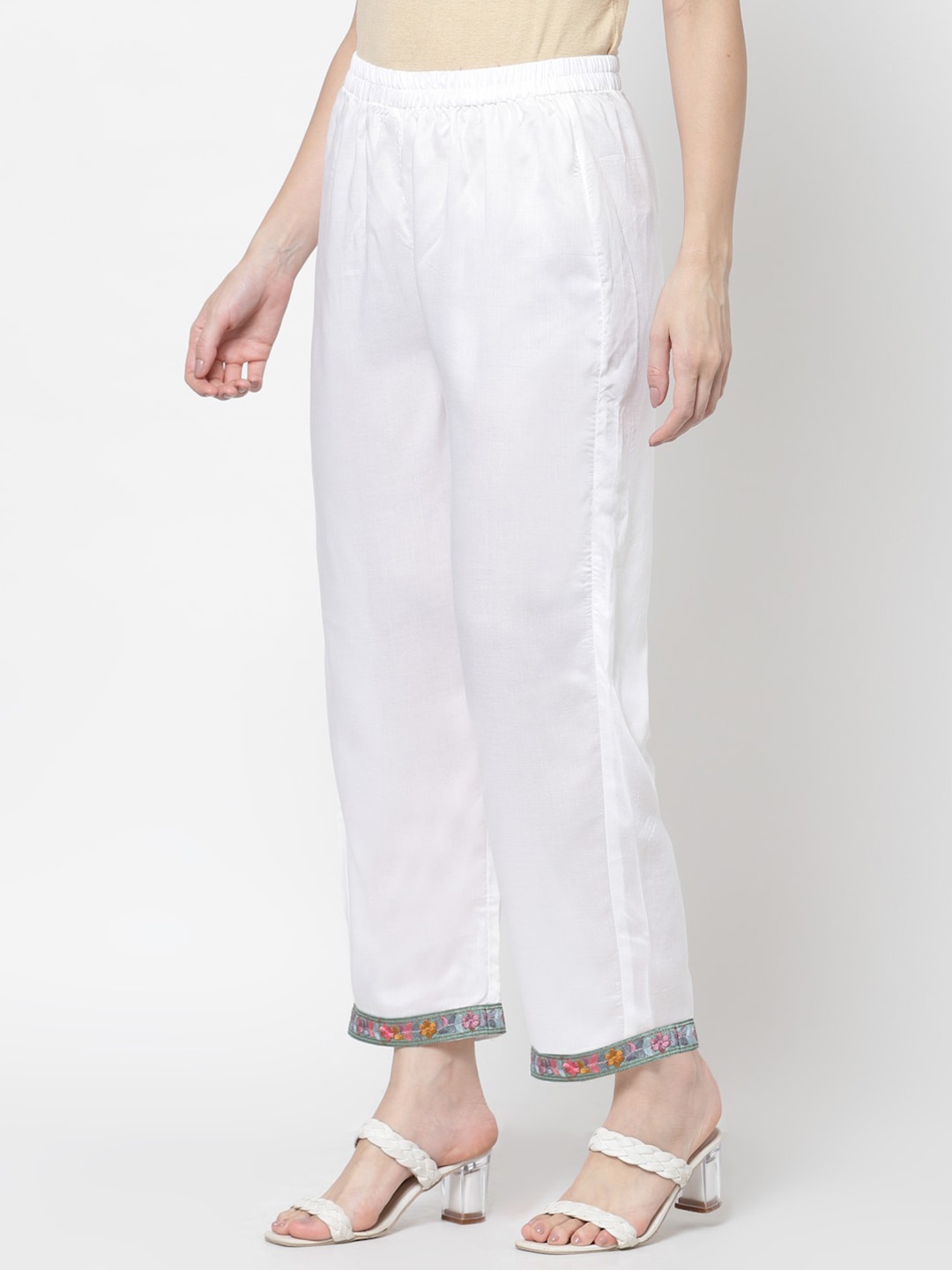 

DART STUDIO Women White & Blue Ethnic Palazzos