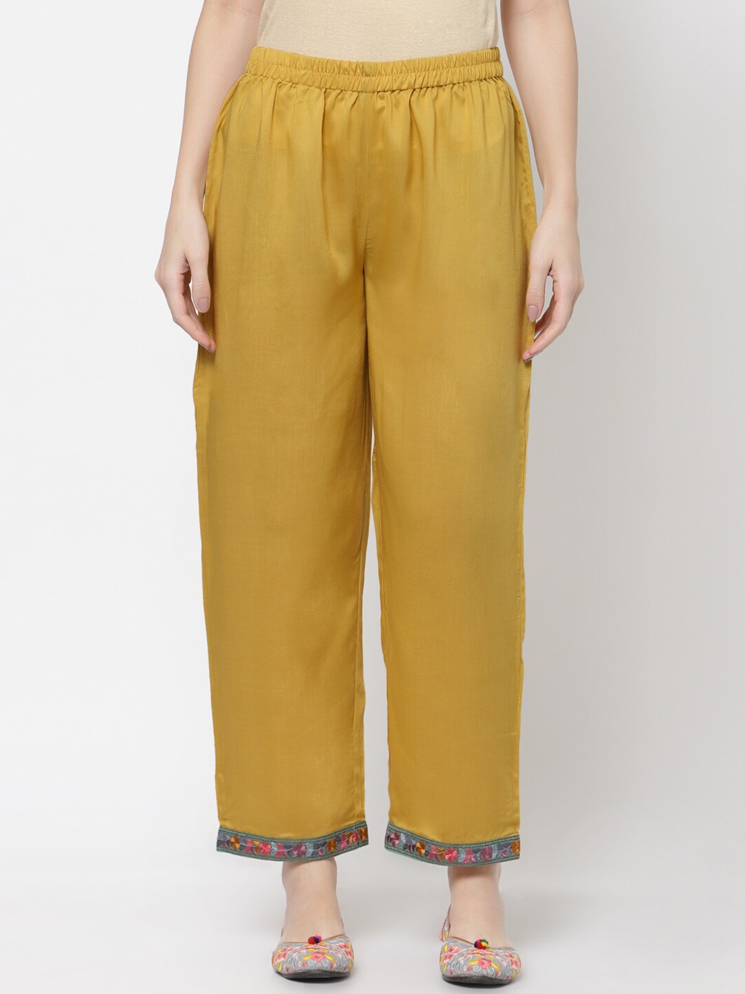 

DART STUDIO Women Yellow & Grey Ethnic Palazzos