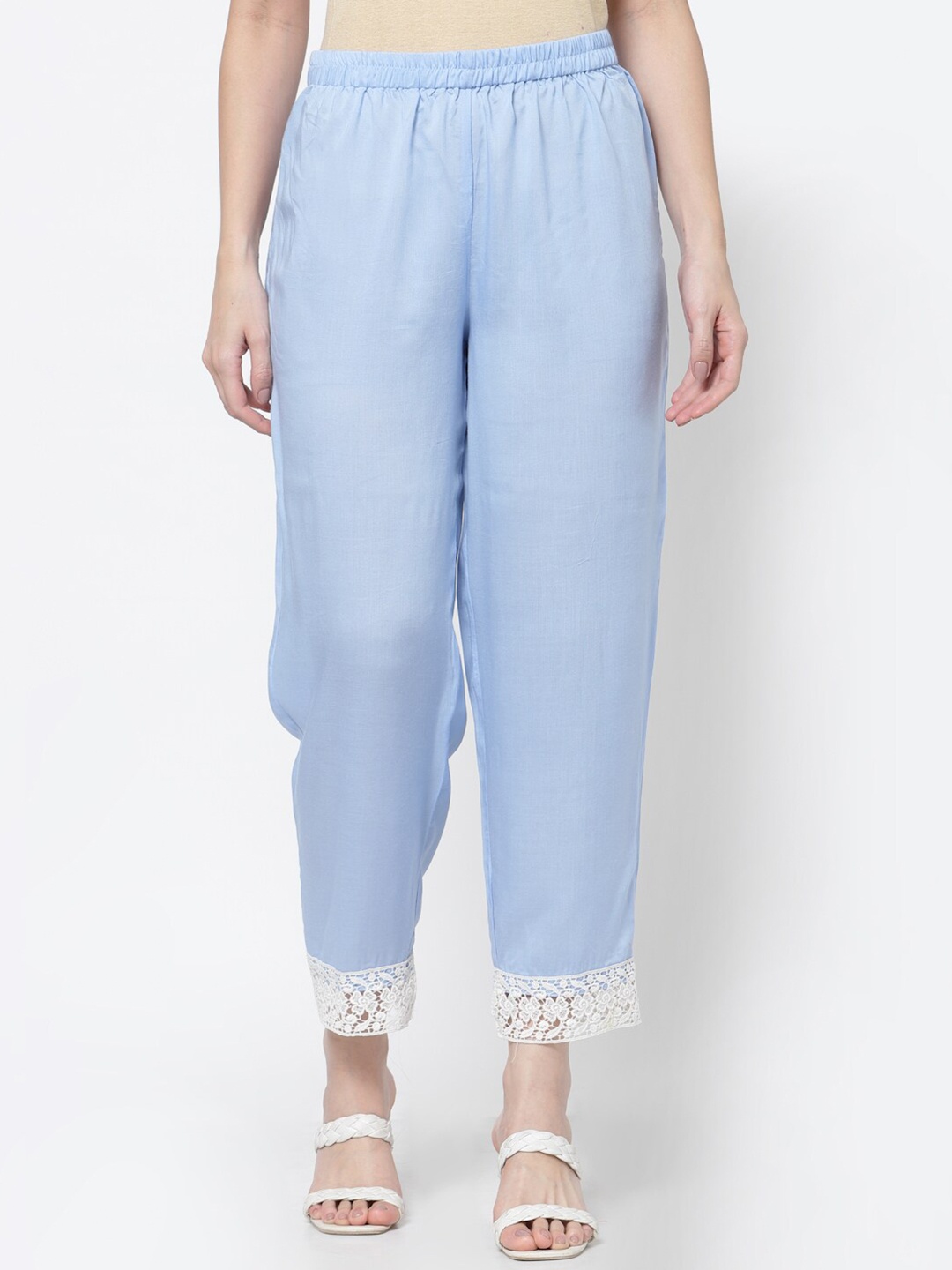 

DART STUDIO Women Blue & White Ethnic Palazzos