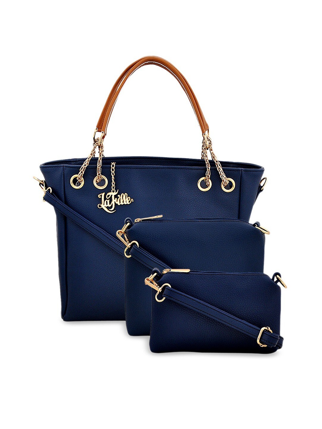 

LaFille Blue PU Structured Handheld Bag