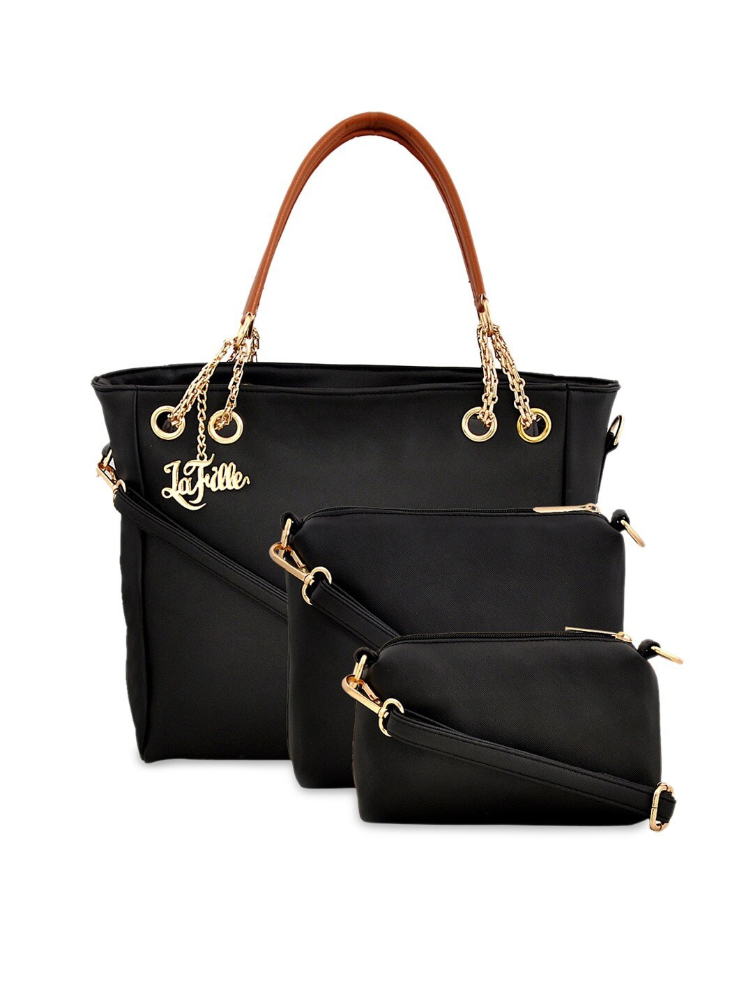 

LaFille Black PU Structured Handheld Bag
