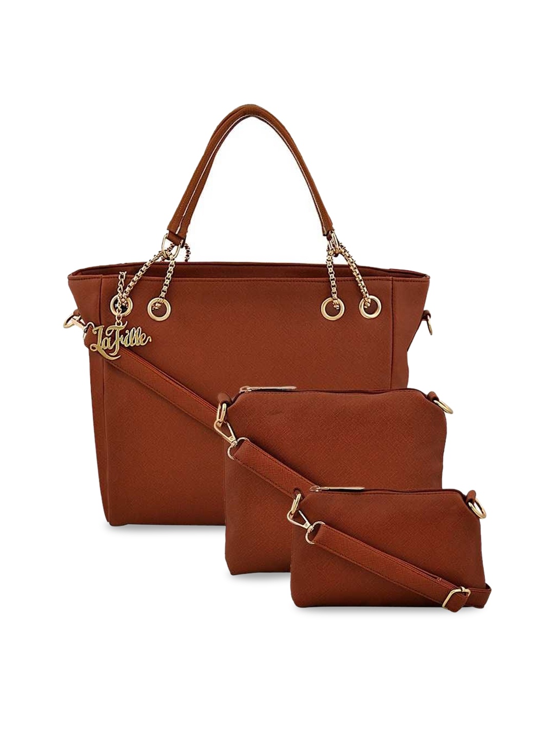 

LaFille Brown PU Structured Shoulder Bag