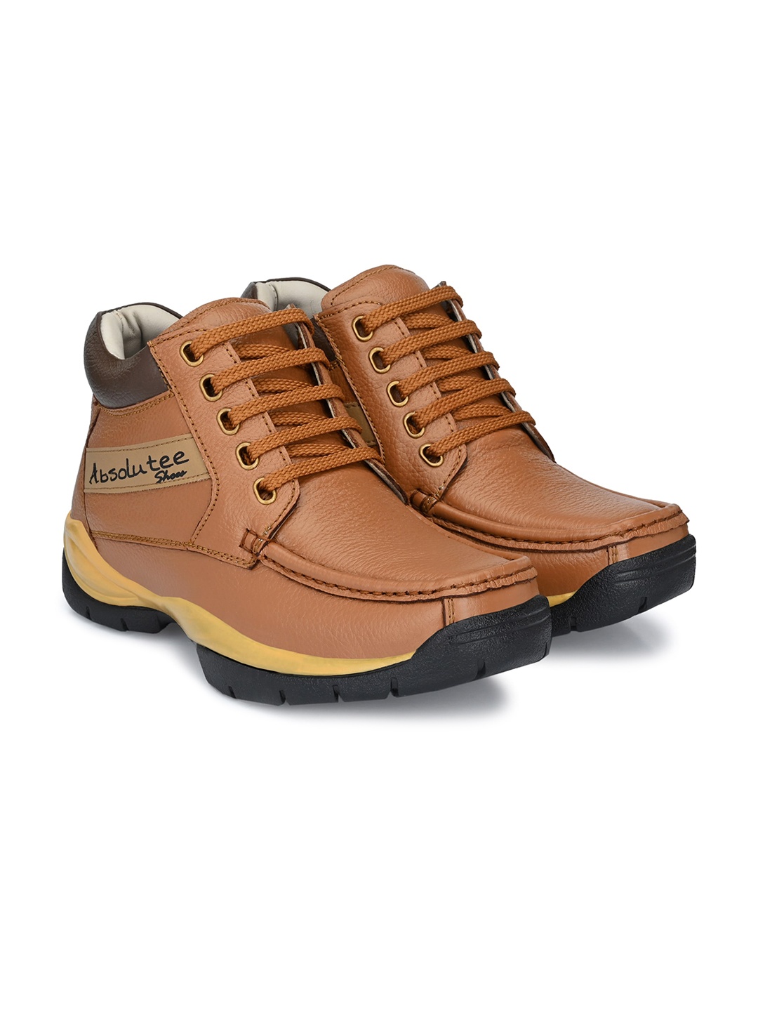 

Absolutee Shoes Men Tan Colourblocked Leather Sneakers