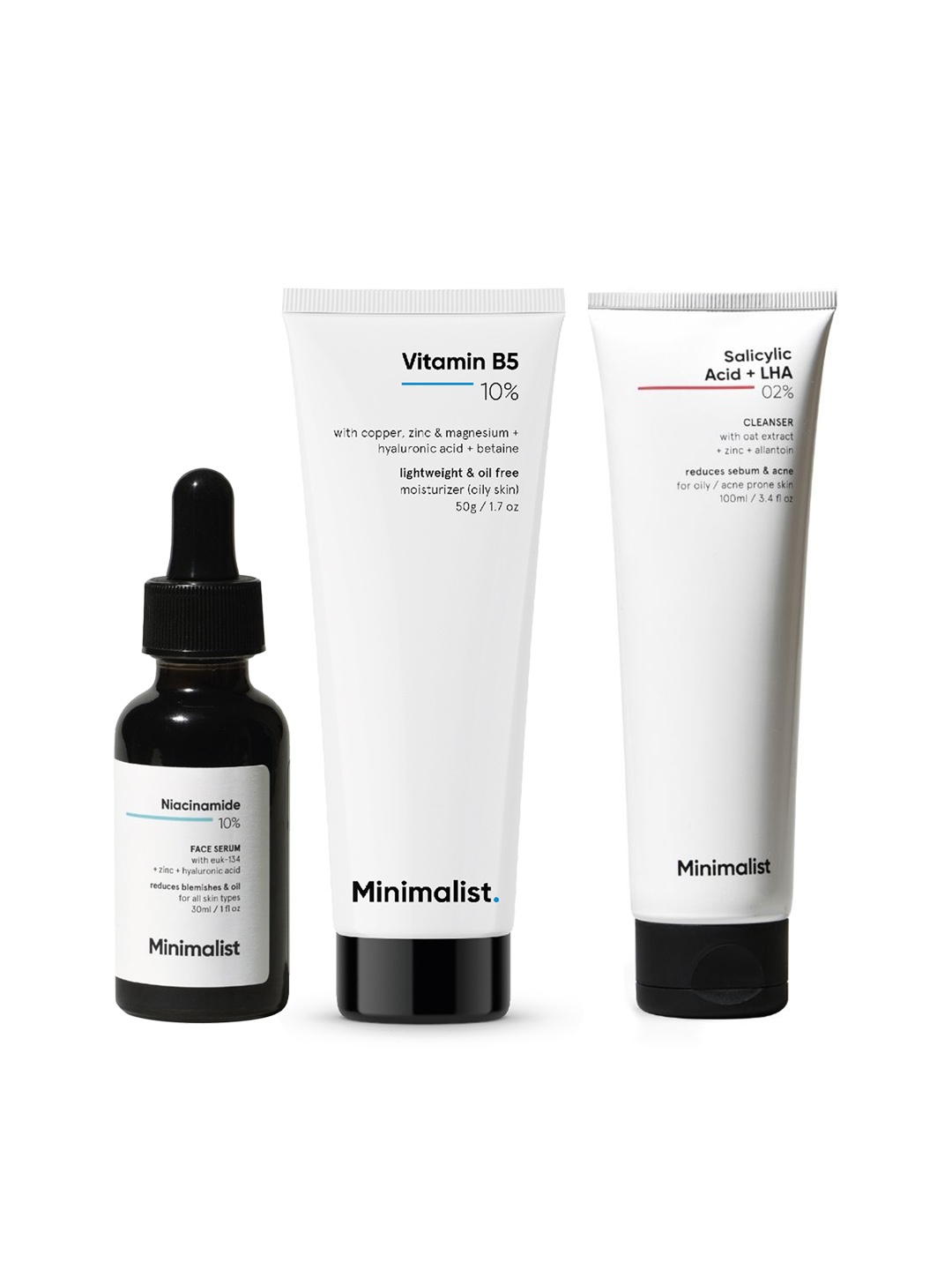 

Minimalist Oily Skincare Kit - Face Serum 30ml + Face Wash 100ml + Face Moisturiser 50g, Black